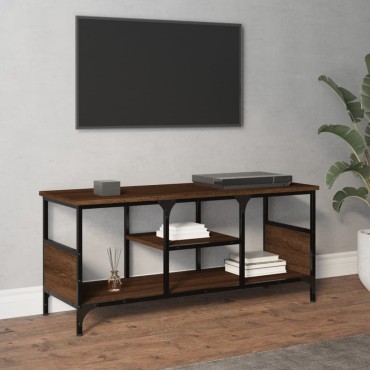 vidaXL Έπιπλο Τηλεόρασης Καφέ Δρυς 100x35x45cm Επεξ. Ξύλο/Σίδερο