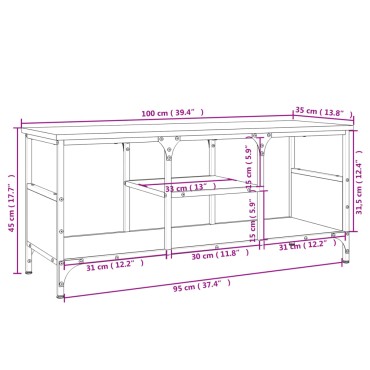 vidaXL Έπιπλο Τηλεόρασης Καφέ Δρυς 100x35x45cm Επεξ. Ξύλο/Σίδερο