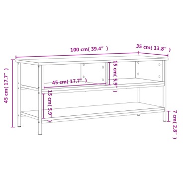 vidaXL Έπιπλο Τηλεόρασης Καφέ Δρυς 100x35x45cm Επεξεργασμένο Ξύλο
