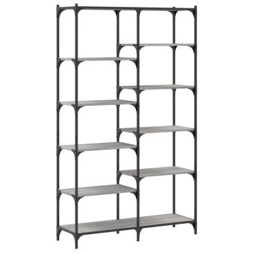 vidaXL Βιβλιοθήκη Γκρι Sonoma 100x32x170cm Επεξεργ. Ξύλο / Σίδηρος 1 τεμ.