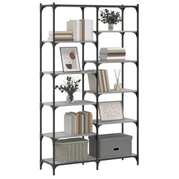vidaXL Βιβλιοθήκη Γκρι Sonoma 100x32x170cm Επεξεργ. Ξύλο / Σίδηρος 1 τεμ.