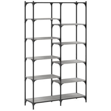 vidaXL Βιβλιοθήκη Γκρι Sonoma 100x32x170cm Επεξεργ. Ξύλο / Σίδηρος 1 τεμ.