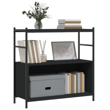 vidaXL Βιβλιοθήκη Μαύρη 80x30x78,5cm Επεξεργασμένο Ξύλο / Σίδηρος 1 τεμ.