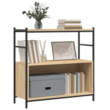vidaXL Βιβλιοθήκη Sonoma Δρυς 80x30x78,5cm Επεξεργ. Ξύλο / Σίδηρος 1 τεμ.