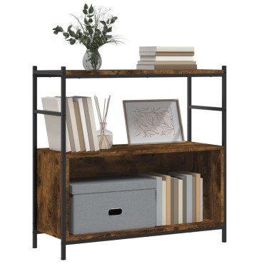 vidaXL Βιβλιοθήκη Καπνιστή Δρυς 80x30x78,5cm Επεξεργ. Ξύλο / Σίδηρος 1 τεμ.