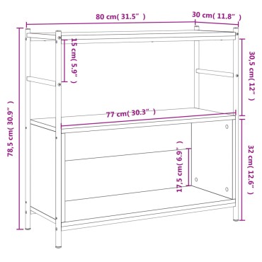 vidaXL Βιβλιοθήκη Γκρι Sonoma 80x30x78,5cm από Επεξεργασμένο Ξύλο 1 τεμ.