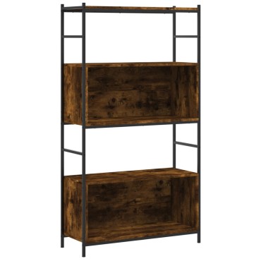 vidaXL Βιβλιοθήκη Καπνιστή Δρυς 80x30x145,5cm Επεξεργ. Ξύλο/Σίδηρος 1 τεμ.