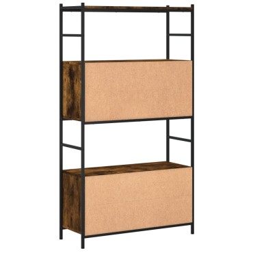 vidaXL Βιβλιοθήκη Καπνιστή Δρυς 80x30x145,5cm Επεξεργ. Ξύλο/Σίδηρος 1 τεμ.