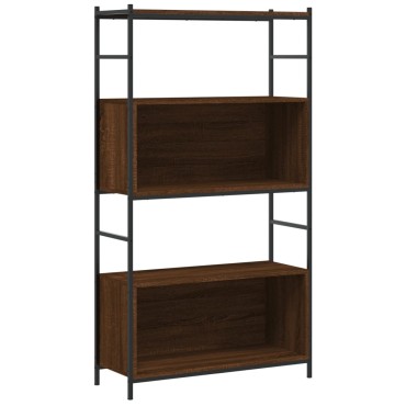 vidaXL Βιβλιοθήκη Καφέ Δρυς 80x30x145,5cm Επεξεργ. Ξύλο / Σίδηρος 1 τεμ.