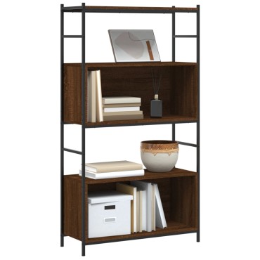 vidaXL Βιβλιοθήκη Καφέ Δρυς 80x30x145,5cm Επεξεργ. Ξύλο / Σίδηρος 1 τεμ.