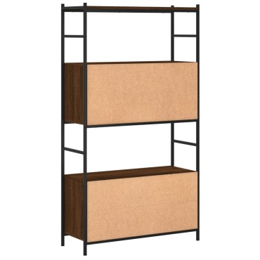 vidaXL Βιβλιοθήκη Καφέ Δρυς 80x30x145,5cm Επεξεργ. Ξύλο / Σίδηρος 1 τεμ.