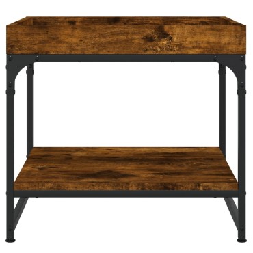 vidaXL Τραπεζάκι Σαλονιού Καπνιστή Δρυς 49,5x49,5x45cm Επεξ. Ξύλο 1 τεμ.