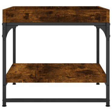 vidaXL Τραπεζάκι Σαλονιού Καπνιστή Δρυς 49,5x49,5x45cm Επεξ. Ξύλο 1 τεμ.