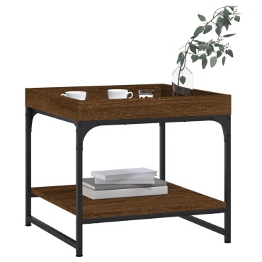 vidaXL Τραπεζάκι Σαλονιού Καφέ Δρυς 49,5x49,5x45cm Επεξεργ. Ξύλο 1 τεμ.