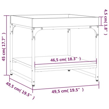 vidaXL Τραπεζάκι Σαλονιού Καφέ Δρυς 49,5x49,5x45cm Επεξεργ. Ξύλο 1 τεμ.