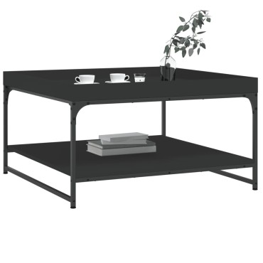 vidaXL Τραπεζάκι Σαλονιού Μαύρο 80x80x45cm Επεξεργασμένο Ξύλο+Σίδηρος 1 τεμ.