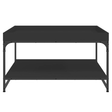 vidaXL Τραπεζάκι Σαλονιού Μαύρο 80x80x45cm Επεξεργασμένο Ξύλο+Σίδηρος 1 τεμ.