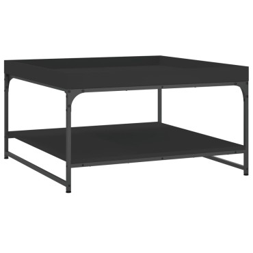 vidaXL Τραπεζάκι Σαλονιού Μαύρο 80x80x45cm Επεξεργασμένο Ξύλο+Σίδηρος 1 τεμ.