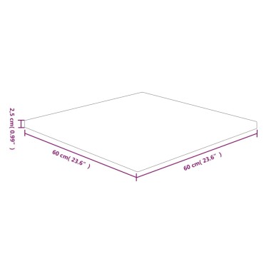 vidaXL Επιφάνεια Τραπεζιού Τετράγωνη 60x60x2,5cm Μασίφ Ξύλο Δρυς 1 τεμ.