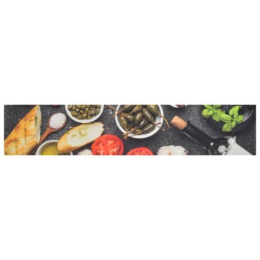 vidaXL Χαλί Κουζίνας Πλενόμ. Σχέδιο Κρασί/Δείπνο 60x300 εκ. Βελούδινο