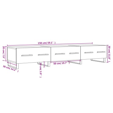 vidaXL Έπιπλο Τηλεόρασης Γυαλ. Λευκό 150x36x30cm Επεξεργασμένο Ξύλο
