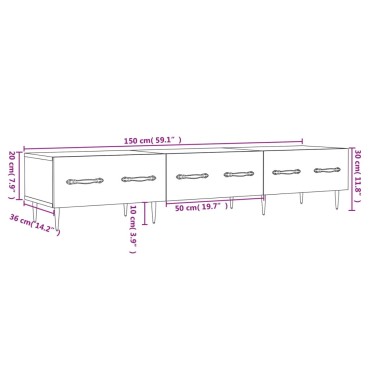 vidaXL Έπιπλο Τηλεόρασης Γυαλ. Λευκό 150x36x30cm Επεξεργασμένο Ξύλο