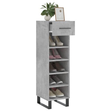 vidaXL Παπουτσοθήκη Γκρι Σκυροδέματος 30x35x105cm Επεξεργασμένο Ξύλο 1 τεμ.