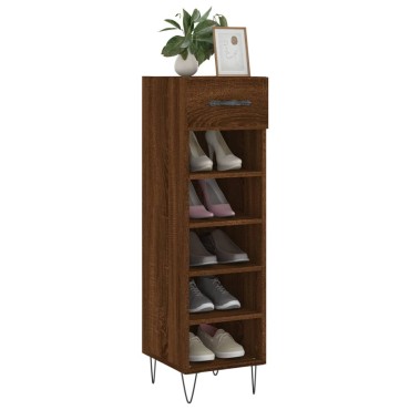 vidaXL Παπουτσοθήκη Καπνιστή Δρυς 30x35x105cm από Επεξεργασμένο Ξύλο 1 τεμ.