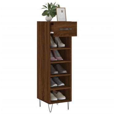 vidaXL Παπουτσοθήκη Καπνιστή Δρυς 30x35x105cm από Επεξεργασμένο Ξύλο 1 τεμ.