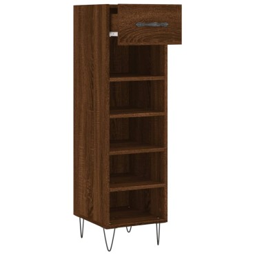 vidaXL Παπουτσοθήκη Καπνιστή Δρυς 30x35x105cm από Επεξεργασμένο Ξύλο 1 τεμ.
