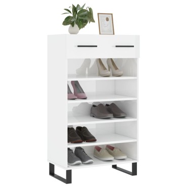 vidaXL Παπουτσοθήκη Γυαλιστερό Λευκό 60x35x105cm Επεξεργασμένο Ξύλο 1 τεμ.