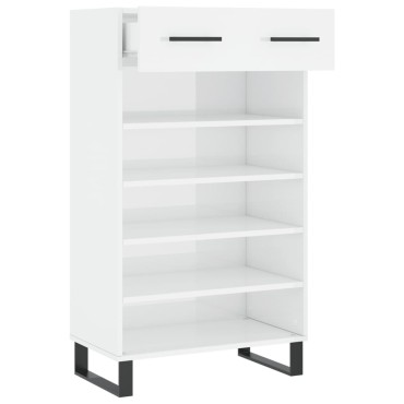 vidaXL Παπουτσοθήκη Γυαλιστερό Λευκό 60x35x105cm Επεξεργασμένο Ξύλο 1 τεμ.