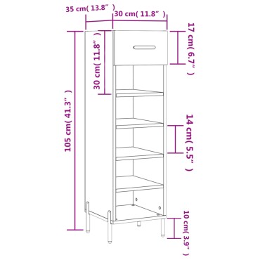 vidaXL Παπουτσοθήκη Καπνιστή Δρυς 30x35x105cm από Επεξεργασμένο Ξύλο 1 τεμ.