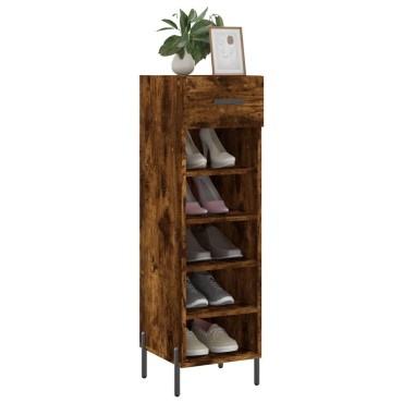vidaXL Παπουτσοθήκη Καπνιστή Δρυς 30x35x105cm από Επεξεργασμένο Ξύλο 1 τεμ.