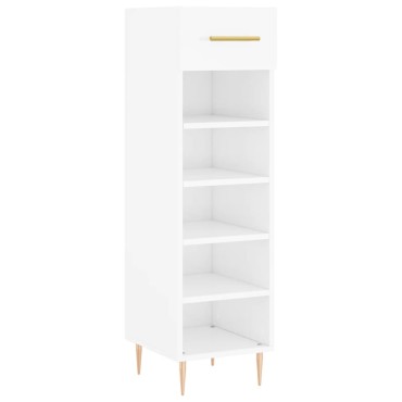 vidaXL Παπουτσοθήκη Γυαλιστερό Λευκό 30x35x105cm Επεξεργασμένο Ξύλο 1 τεμ.