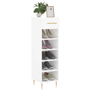 vidaXL Παπουτσοθήκη Γυαλιστερό Λευκό 30x35x105cm Επεξεργασμένο Ξύλο 1 τεμ.