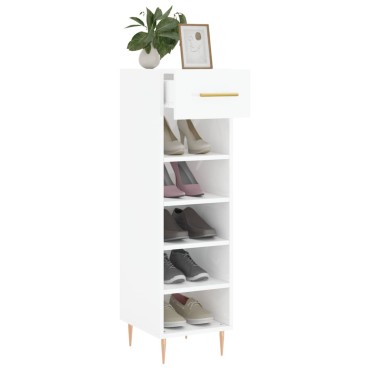 vidaXL Παπουτσοθήκη Γυαλιστερό Λευκό 30x35x105cm Επεξεργασμένο Ξύλο 1 τεμ.