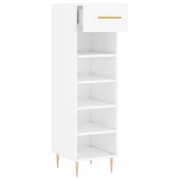 vidaXL Παπουτσοθήκη Γυαλιστερό Λευκό 30x35x105cm Επεξεργασμένο Ξύλο 1 τεμ.