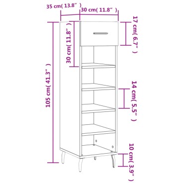 vidaXL Παπουτσοθήκη Λευκή 30x35x105cm από Επεξεργασμένο Ξύλο 1 τεμ.