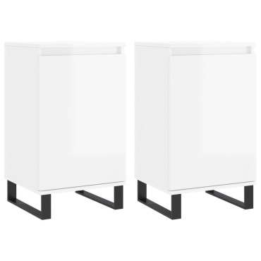 vidaXL Ντουλάπια 2 τεμ. Γυαλιστ. Λευκό 40x35x70cm από Επεξεργ. Ξύλο