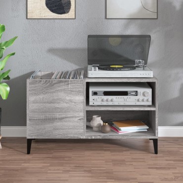 vidaXL Δισκοθήκη Γκρι Sonoma 84,5x38x48cm από Επεξεργασμένο Ξύλο 1 τεμ.