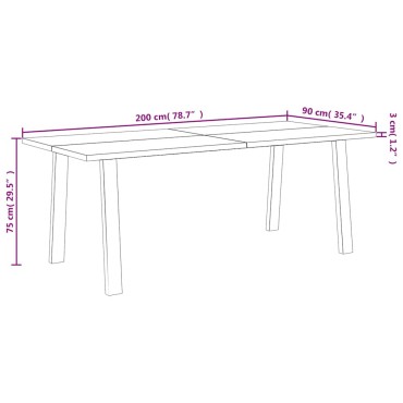 vidaXL Τραπεζαρία 200x90x75cm από Μασίφ Ξύλο Ακακίας 1 τεμ.