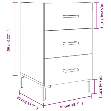 vidaXL Κομοδίνο Καπνιστή Δρυς 40x40x66cm από Επεξεργασμένο Ξύλο 1 τεμ.