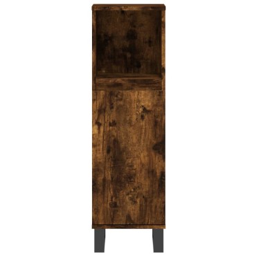 vidaXL Ντουλάπι Μπάνιου Καπνιστή Δρυς 30x30x100cm Επεξεργασμένο Ξύλο 1 τεμ.