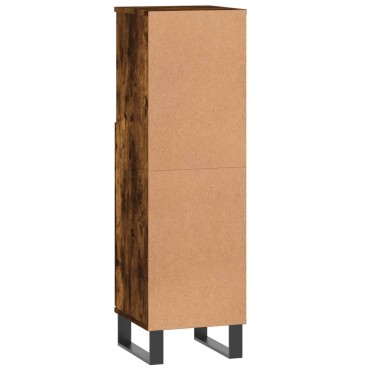 vidaXL Ντουλάπι Μπάνιου Καπνιστή Δρυς 30x30x100cm Επεξεργασμένο Ξύλο 1 τεμ.