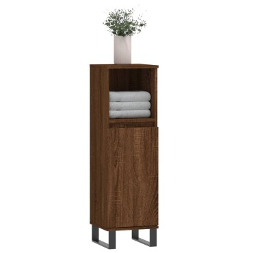 vidaXL Ντουλάπι Μπάνιου Καφέ Δρυς 30x30x100cm Επεξεργασμένο Ξύλο 1 τεμ.