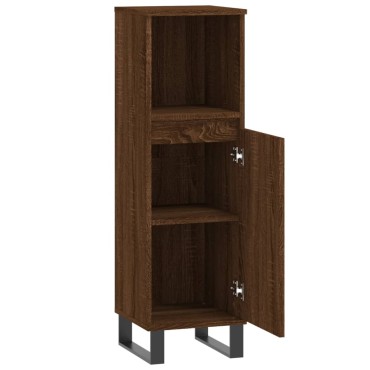 vidaXL Ντουλάπι Μπάνιου Καφέ Δρυς 30x30x100cm Επεξεργασμένο Ξύλο 1 τεμ.