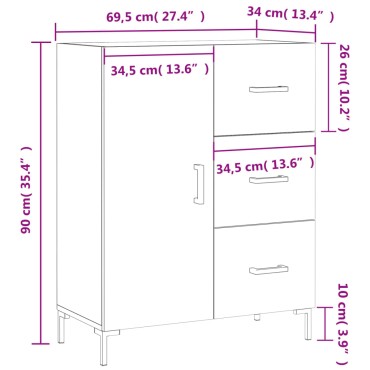 vidaXL Ντουλάπι Γκρι Σκυροδέματος 69,5x34x90cm Επεξεργασμένο Ξύλο 1 τεμ.