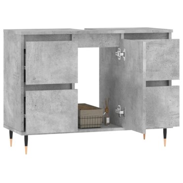 vidaXL Ντουλάπι Μπάνιου Γκρι Σκυροδέματος 80x33x60cm Επεξ. Ξύλο