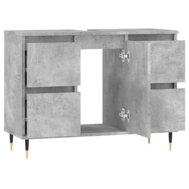 vidaXL Ντουλάπι Μπάνιου Γκρι Σκυροδέματος 80x33x60cm Επεξ. Ξύλο